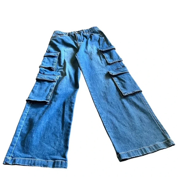 YMI High Rise Wide Leg Double Cargo Jeans Size‎ 5 - Picture 6 of 16